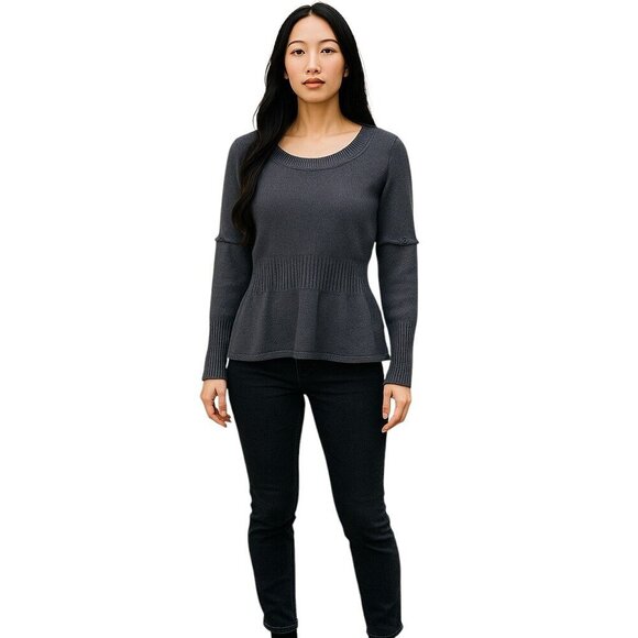 St. John Sports Sweater Black Women's Medium Convertible Sleeve Knit Round Neck - Picture 1 of 6